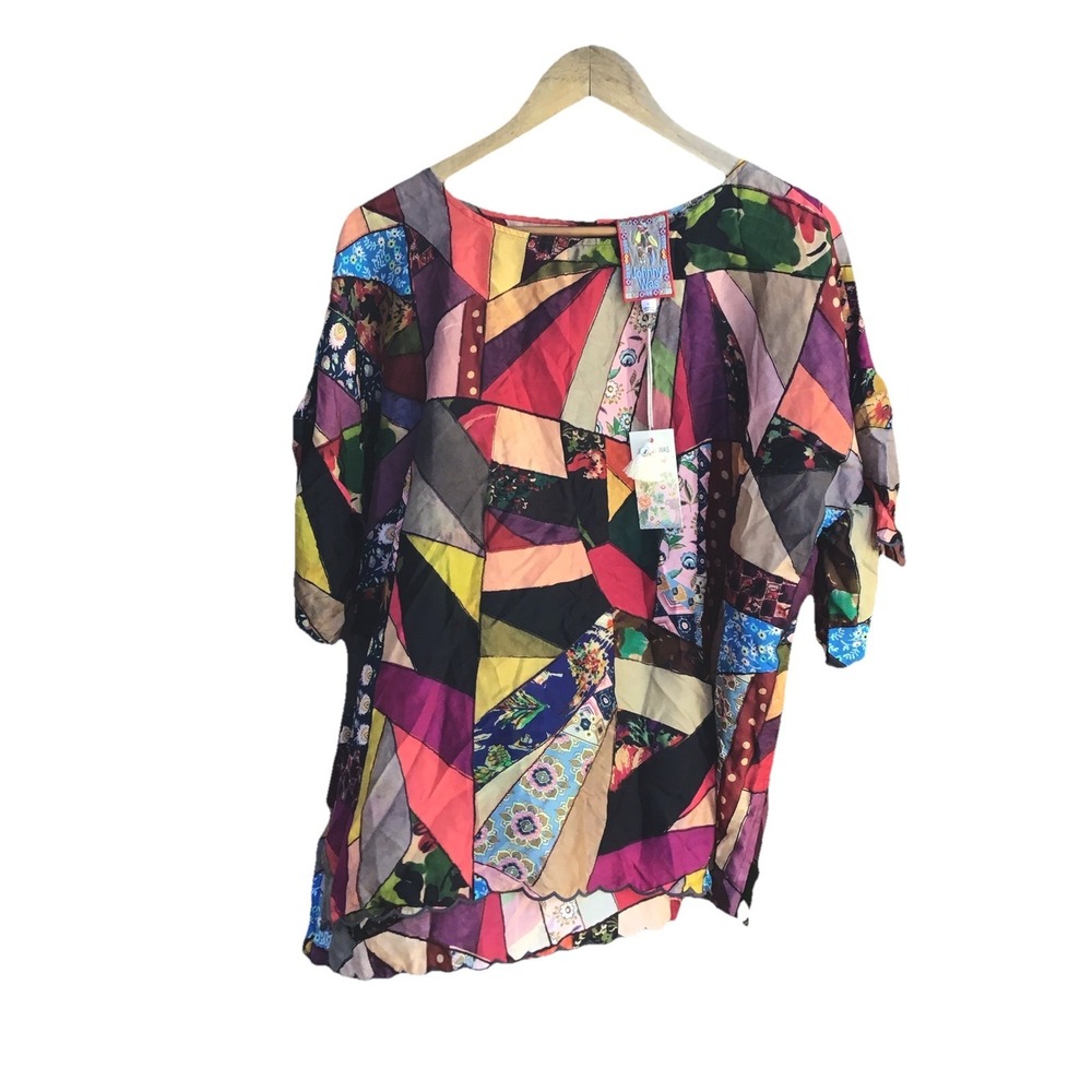 Johnny Was Vintage Eloise Patchwork Silk Blend Top NWT Women's Large Boho - Picture 1 of 5